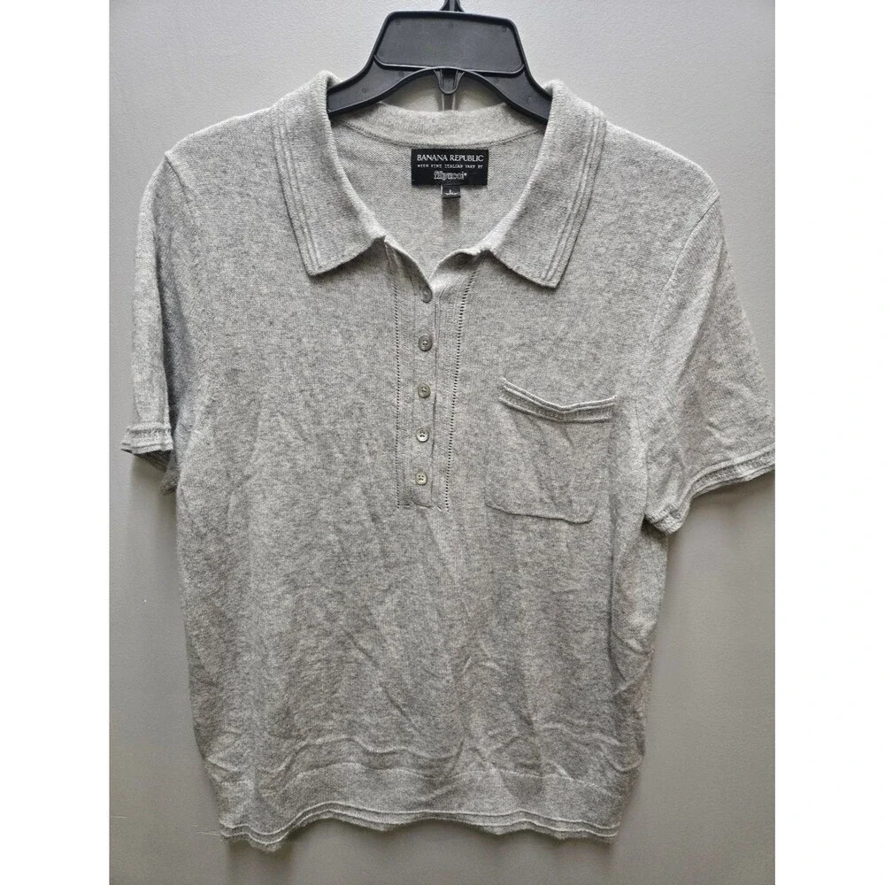 Banana Republic Flipucci Fine Italian Yarn Merino Wool Cashmere Blend Mens Polo